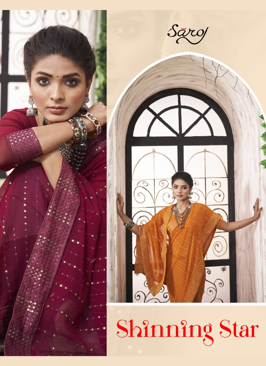 saroj saree Shinning Star georgette exclusive look saree catalog