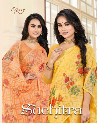 saroj saree suchitra brasso catchy look saree catalog