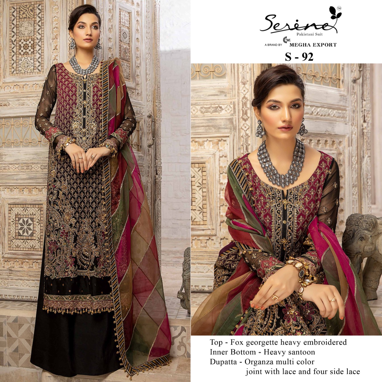 serine Megha Exports serine s 92 georgette regal look salwar suit single