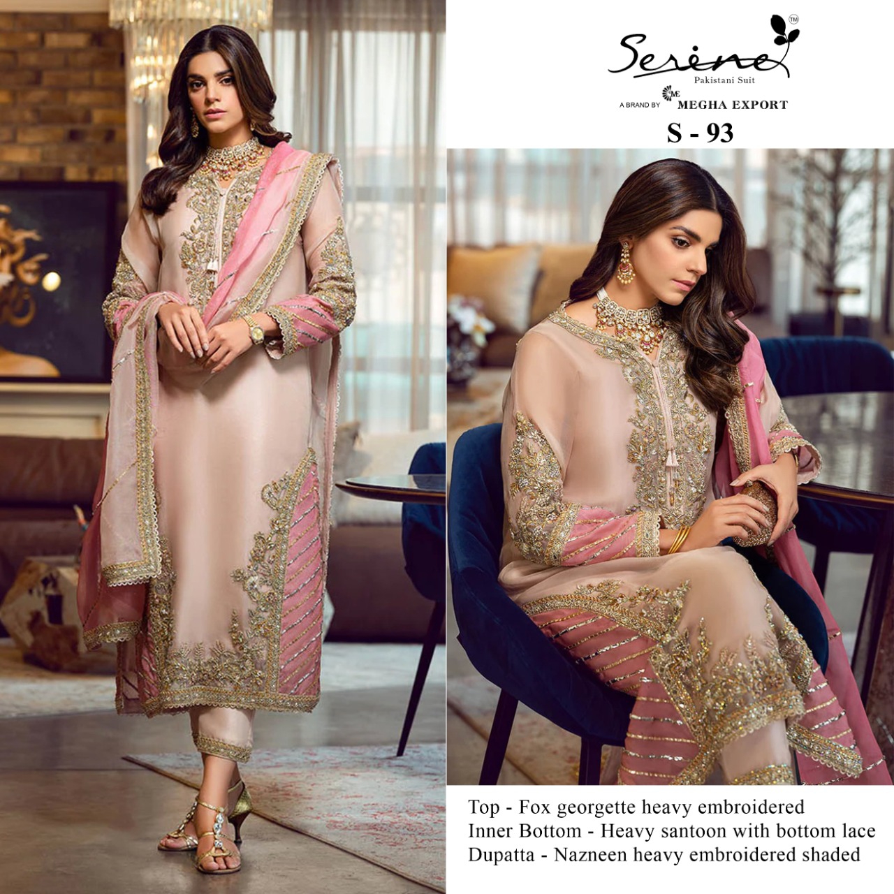 serine Megha Exports serine s 93 georgette attrective look salwar suit catalog