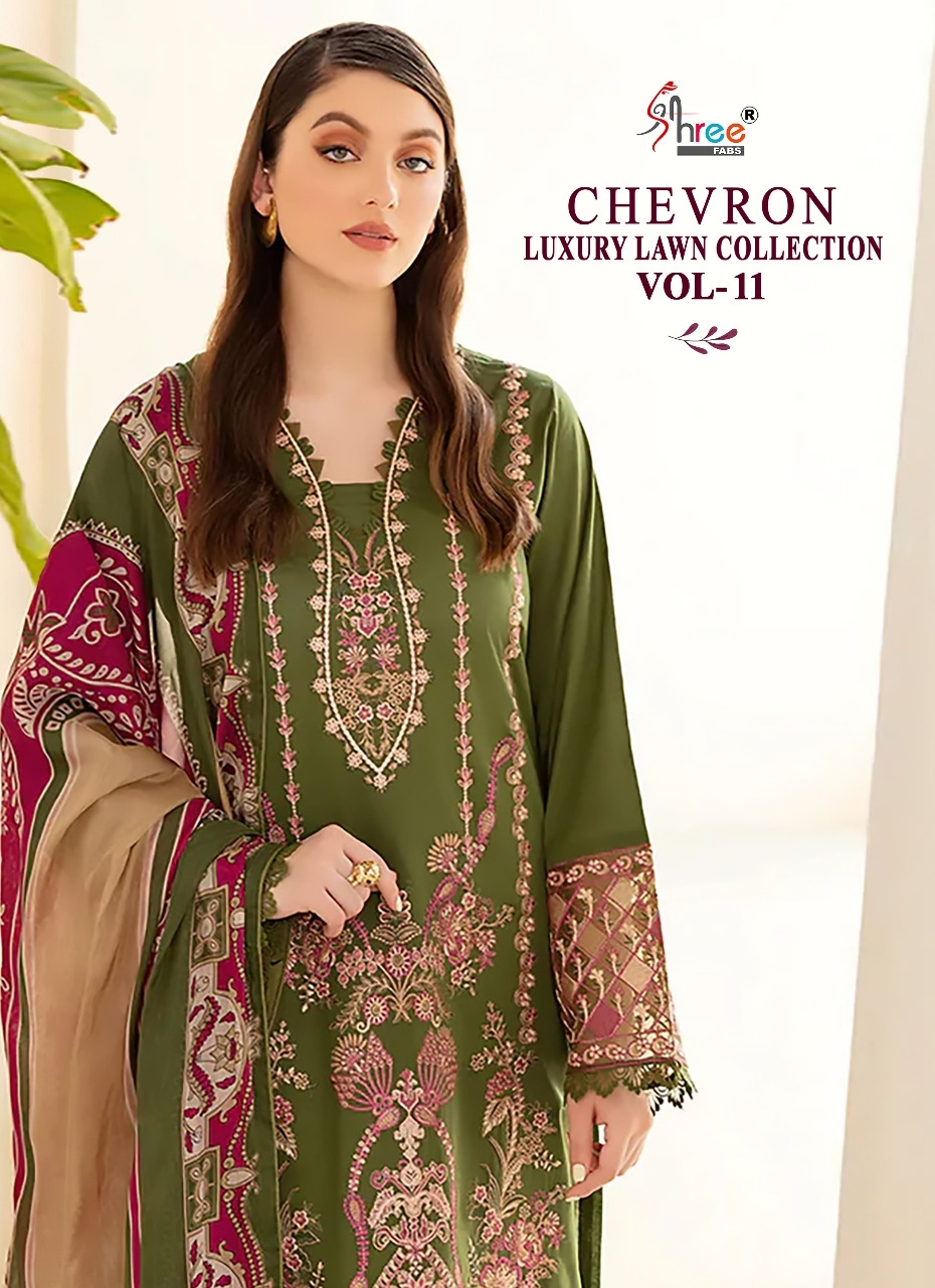 shree fabs chevron luxury lawn collection vol 11 cotton elegant print salwar suit with cotton dupatta catalog