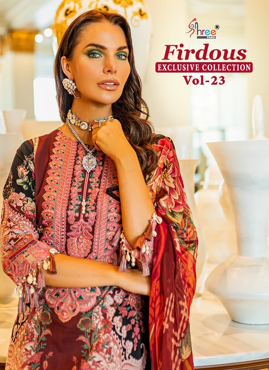 shree fabs firdous exclusive collection vol 23 cotton innovative look salwar suit with chiffon dupatta catalog