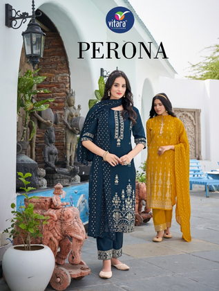 vitara fashion perona poly viscose elegant look top with pant and dupatta catalog