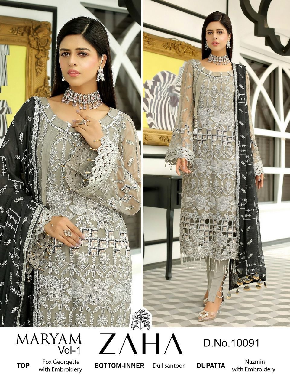 zaha zaha d no 10091 georgette regal look salwar suit single