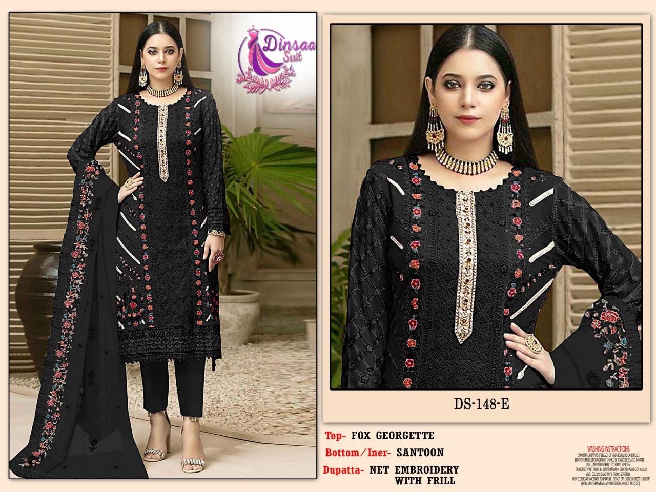 dinsaa suit d s dno 148 e f georgette elegant look salwar suit catalog