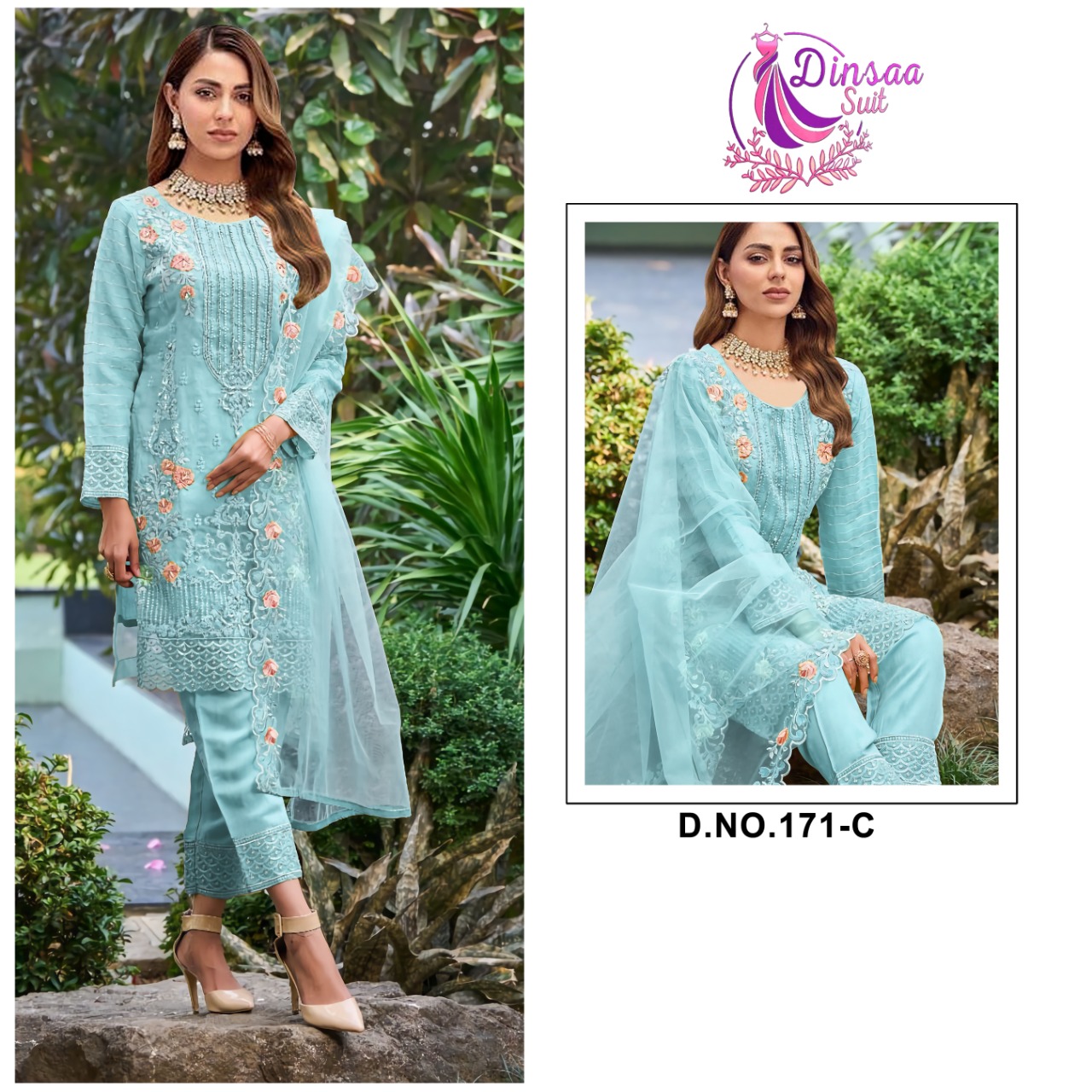 dinsaa suit Dinsaa 171 C Salwar Kameez Organza Singles