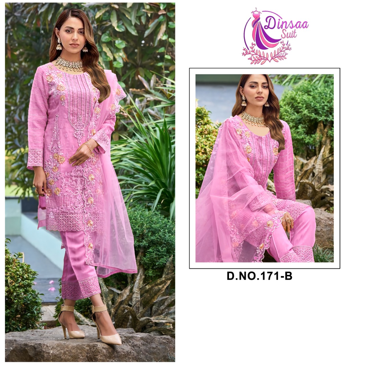 dinsaa suit Dinsaa 171 B Salwar Kameez Organza Singles