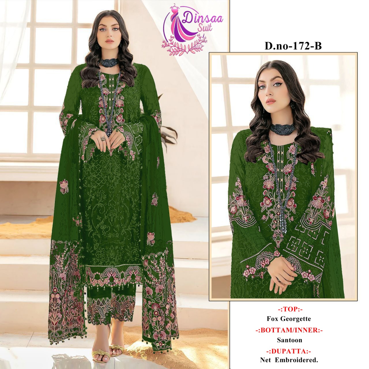 dinsaa suit dinsaa suit d no 172 georgette Catchy look salwar suit catalog