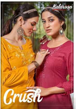 kalaroop by kajree Crush rayon  attractive look kurti catalog