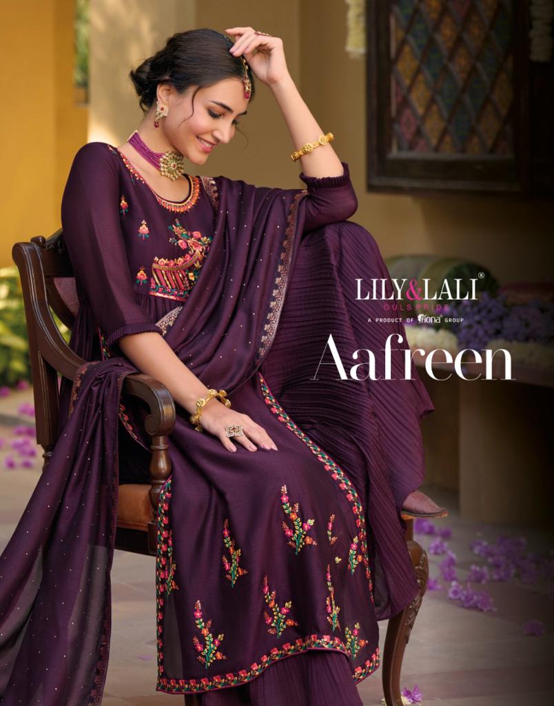 lily and lali aafreen Silk regal look top bottom with dupatta catalog