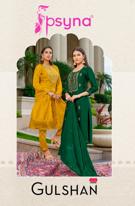 psyna gulshan marshroom silk elegant look top bottom with dupatta catalog