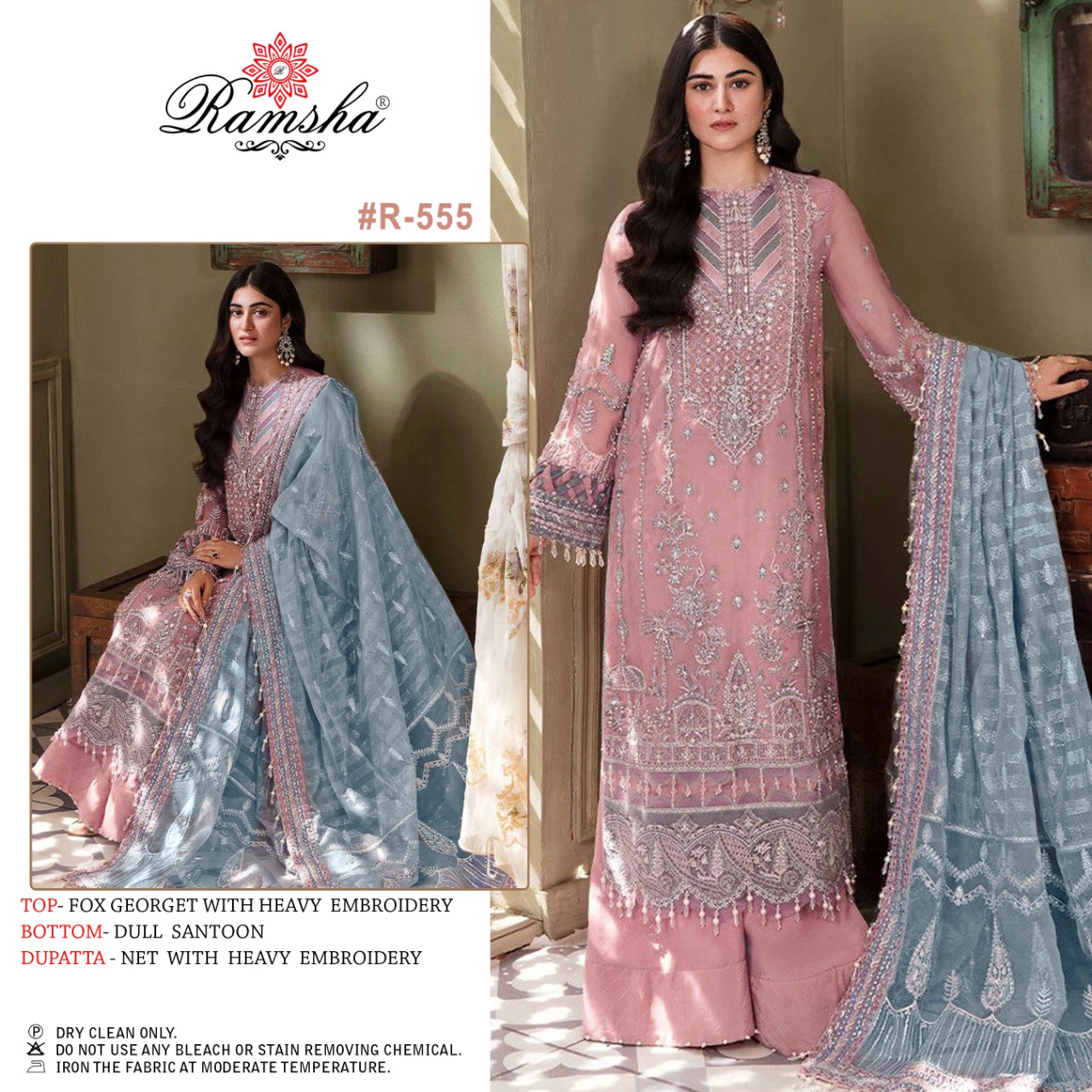 ramsha ramsha r-555 georgette heavy look salwar suit single