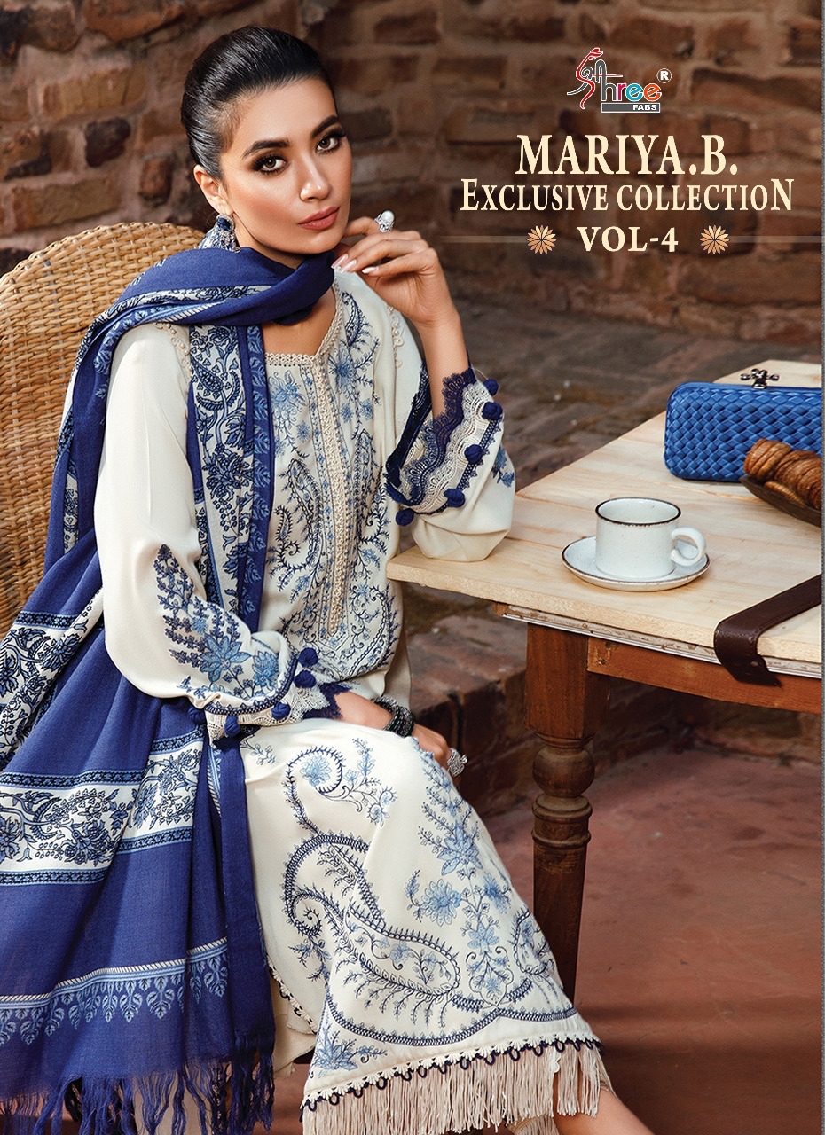 shree fab maria b exclusive collection vol 4 reyon regal look salwar suit with siffon dupatta catalog