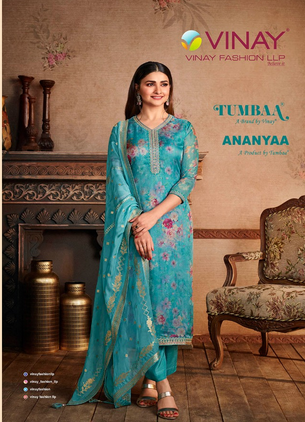 vinay fashion Tumbaa ananyaa organza festive look kurti bottom with dupatta catalog