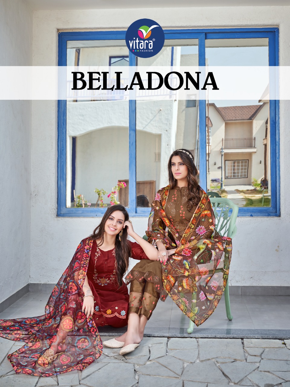 vitara fashion belldona silk elegant top pent with dupatta catalog