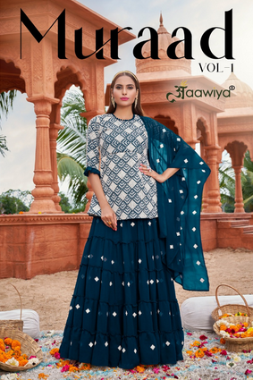 aawiya official muraad vol 1 georgette gorgeous look lehngha catalog