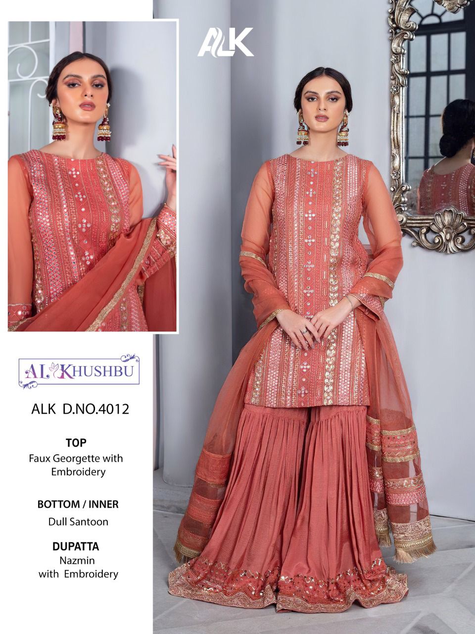 al khushbu alk d no 4012 georgette attractive look salwar suit singale