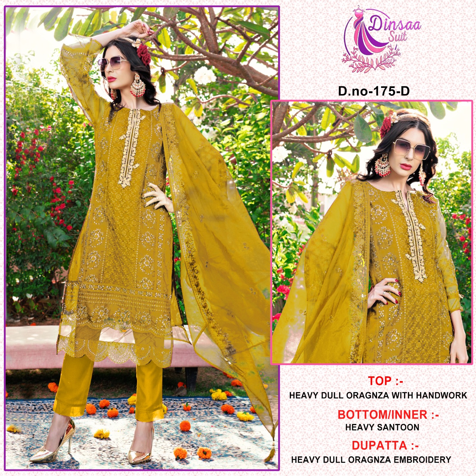 dinsaa suit Dinsaa 175 D  Salwar Kameez Organza Singles