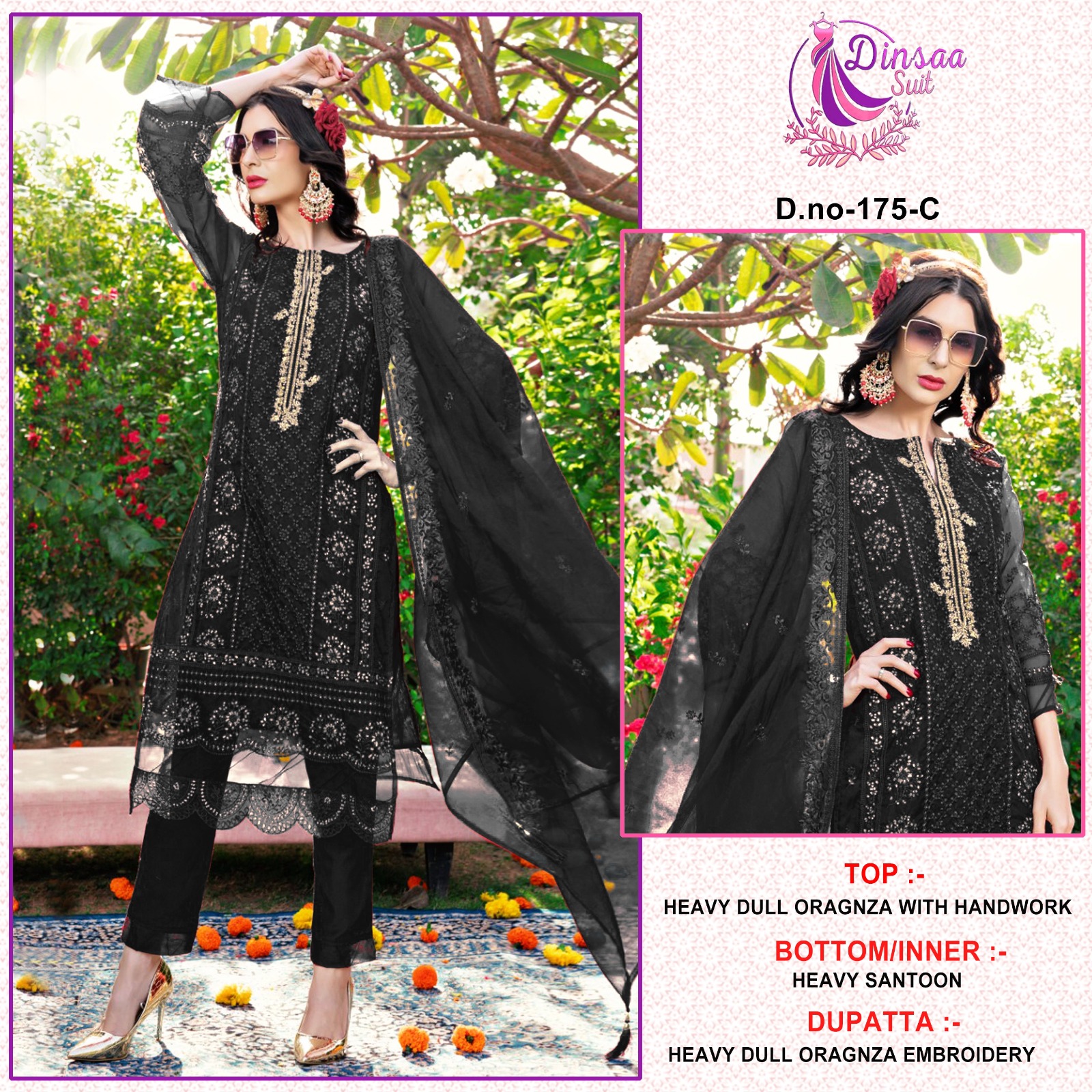 dinsaa suit Dinsaa 175 C Salwar Kameez Organza Singles