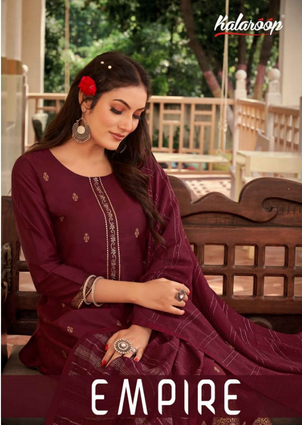 kalaroop by kajree empire cottan dola elegant top bottom with dupatta catalog