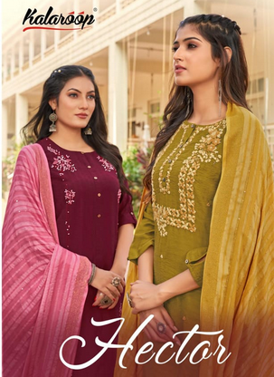 kalaroop by kajree hector fancy regal look top pant with dupatta catalog