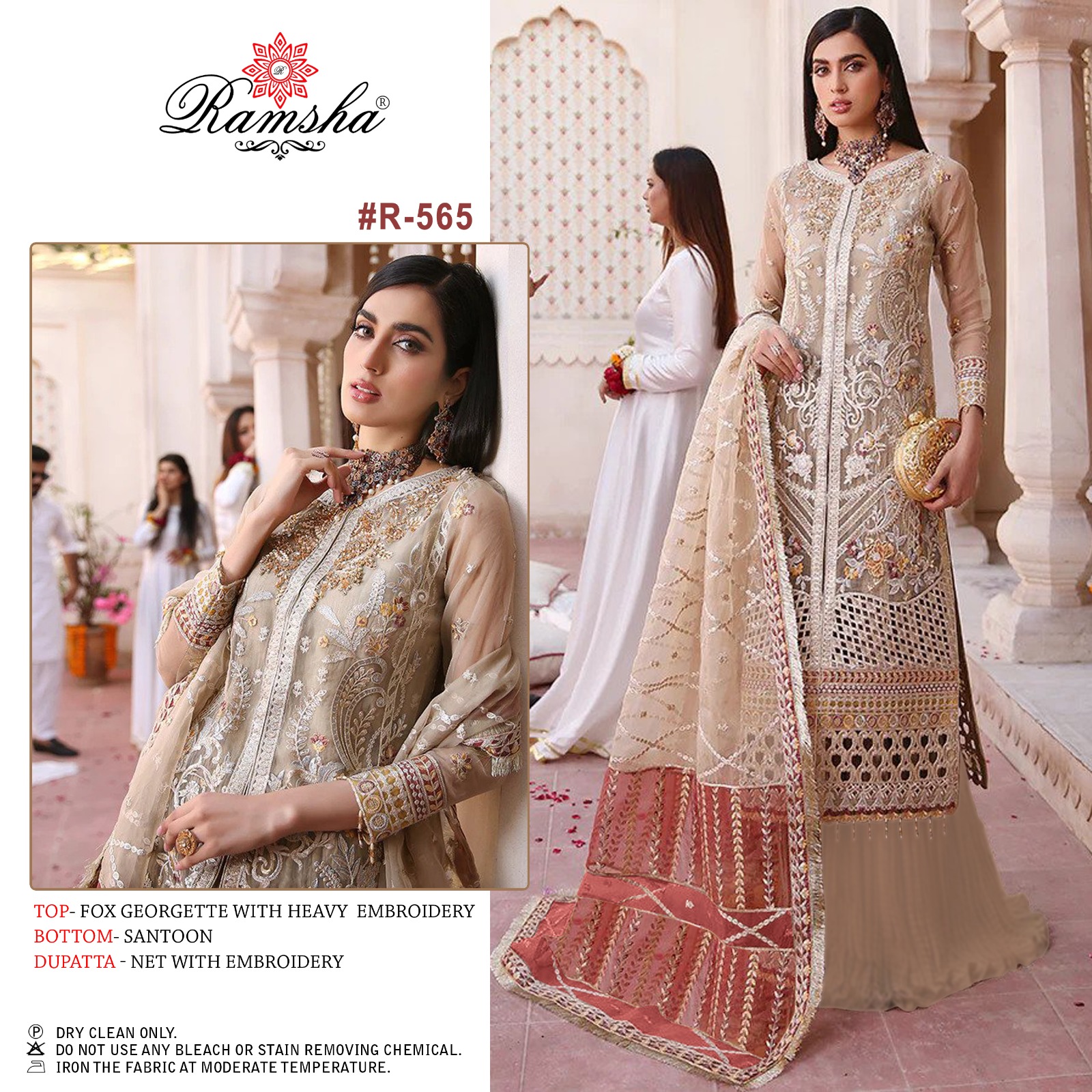 ramsh ramsha r-565 georgette catchy look salwar suit catalog