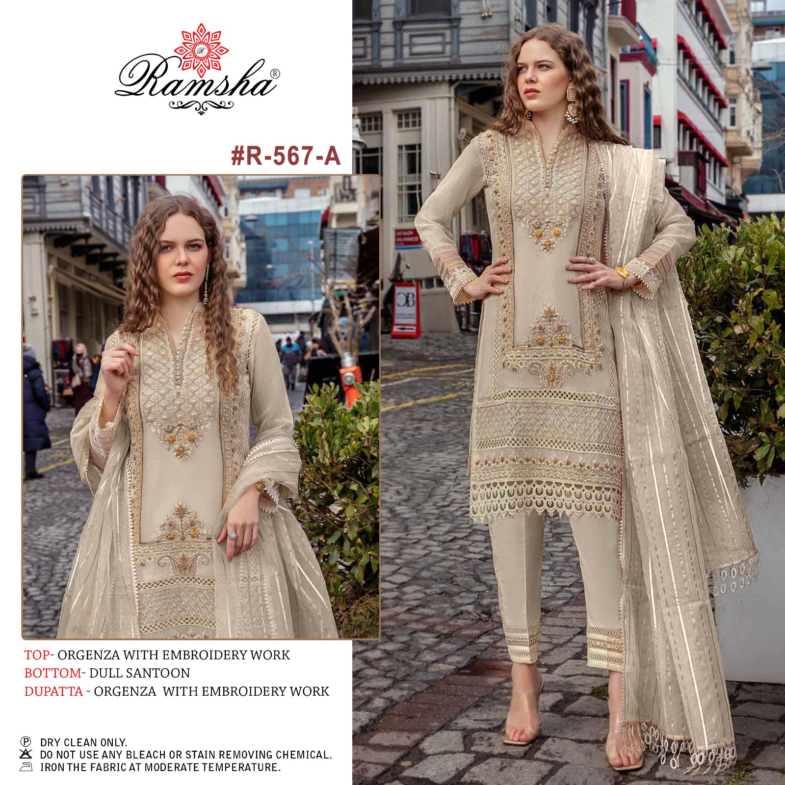 Ramsha Ramsha R-567 A Salwar Kameez Organza Singles