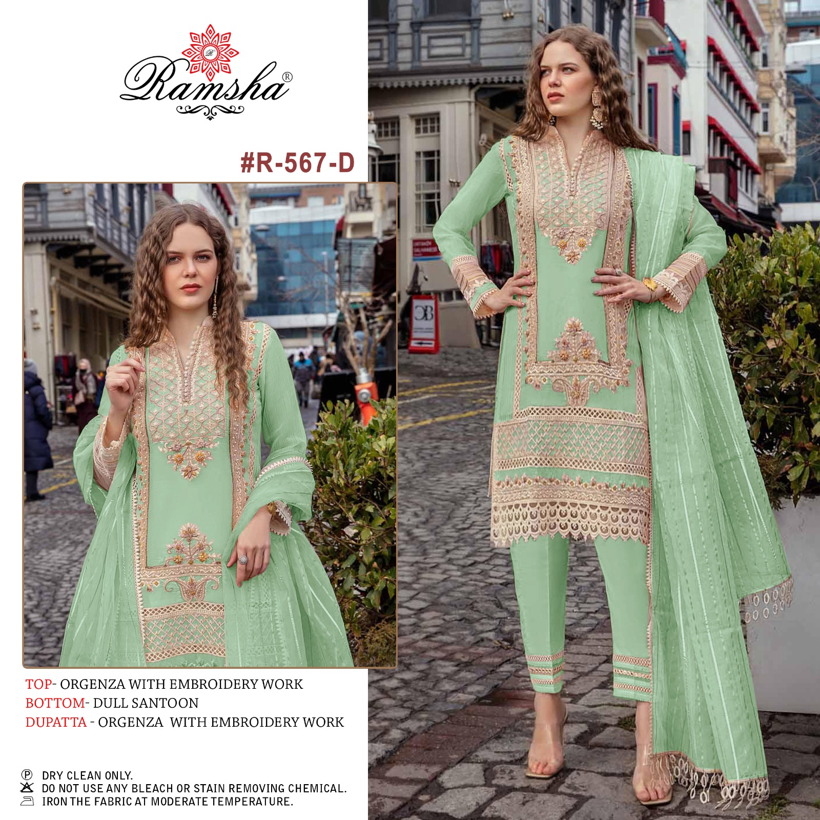 Ramsha Ramsha R-567 D Salwar Kameez Organza Singles