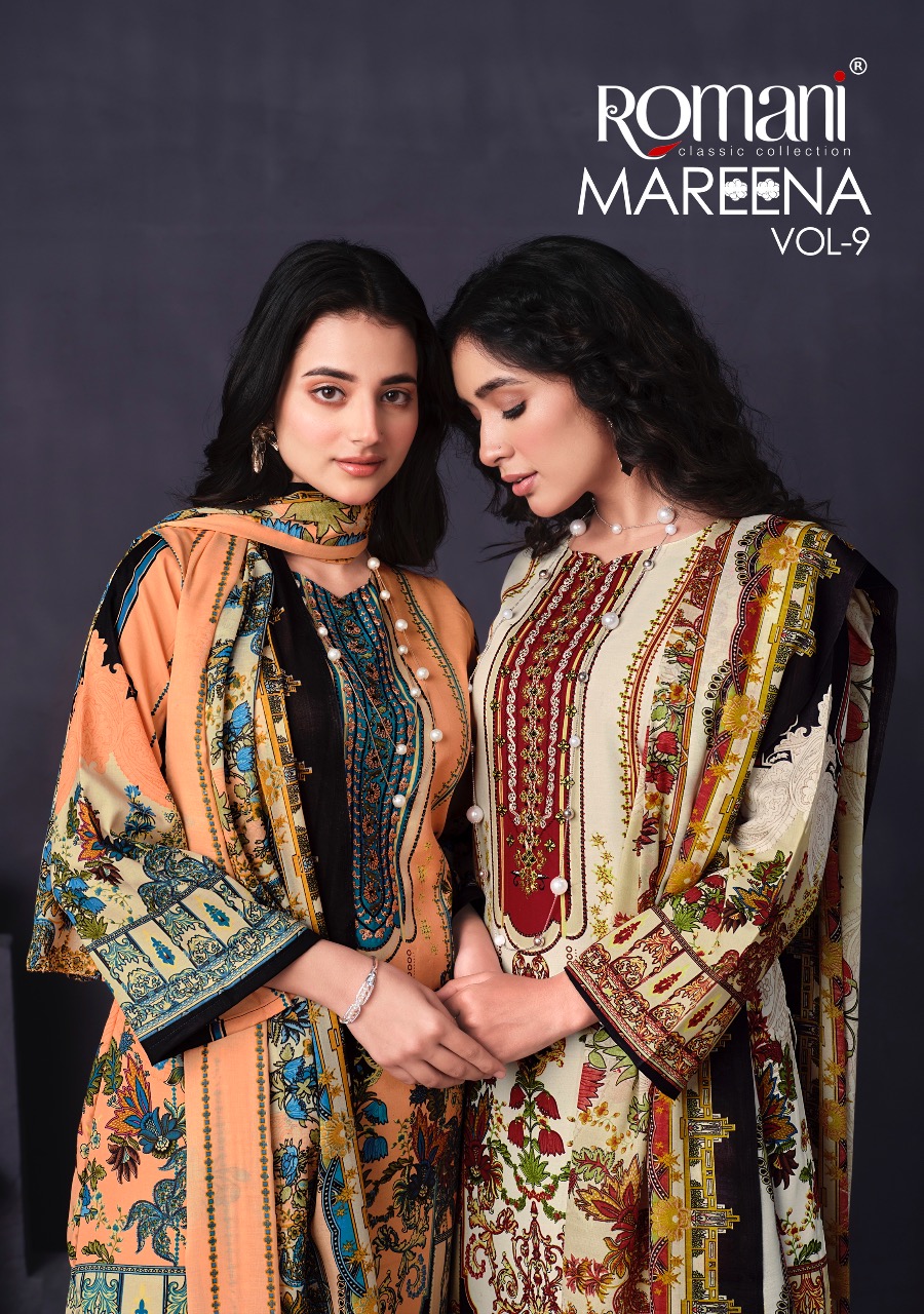 romani mareena vol 9 cotton decent print salwar suit catalog