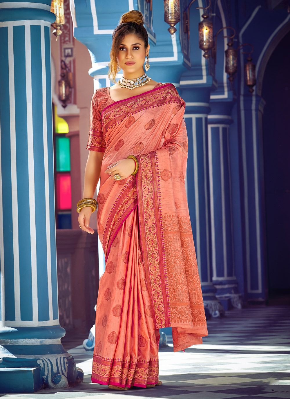 sangam print kanchi silk  silk festive look saree catalog