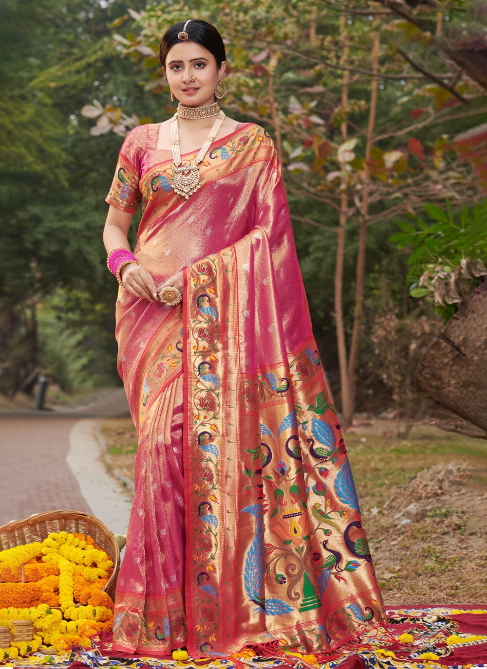 sangam print nidhi silk gorgeous look saree catalog