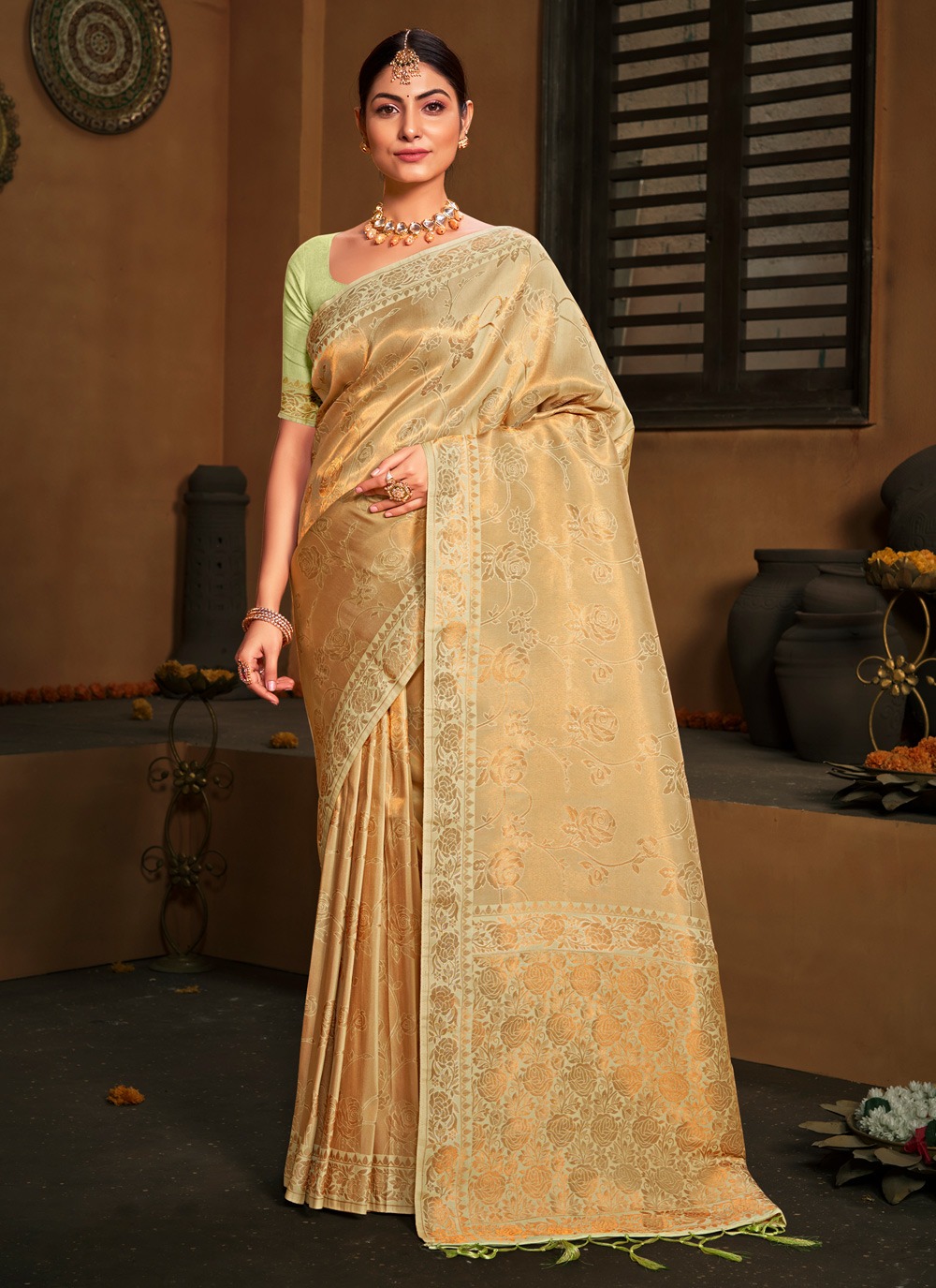 sangam print roman cotton Kanjeevaram Silk elegant look saree catalog