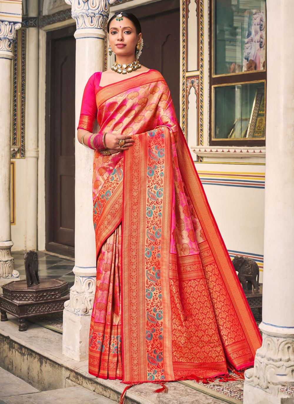 sangam print saachi silk silk gorgeous look saree catalog