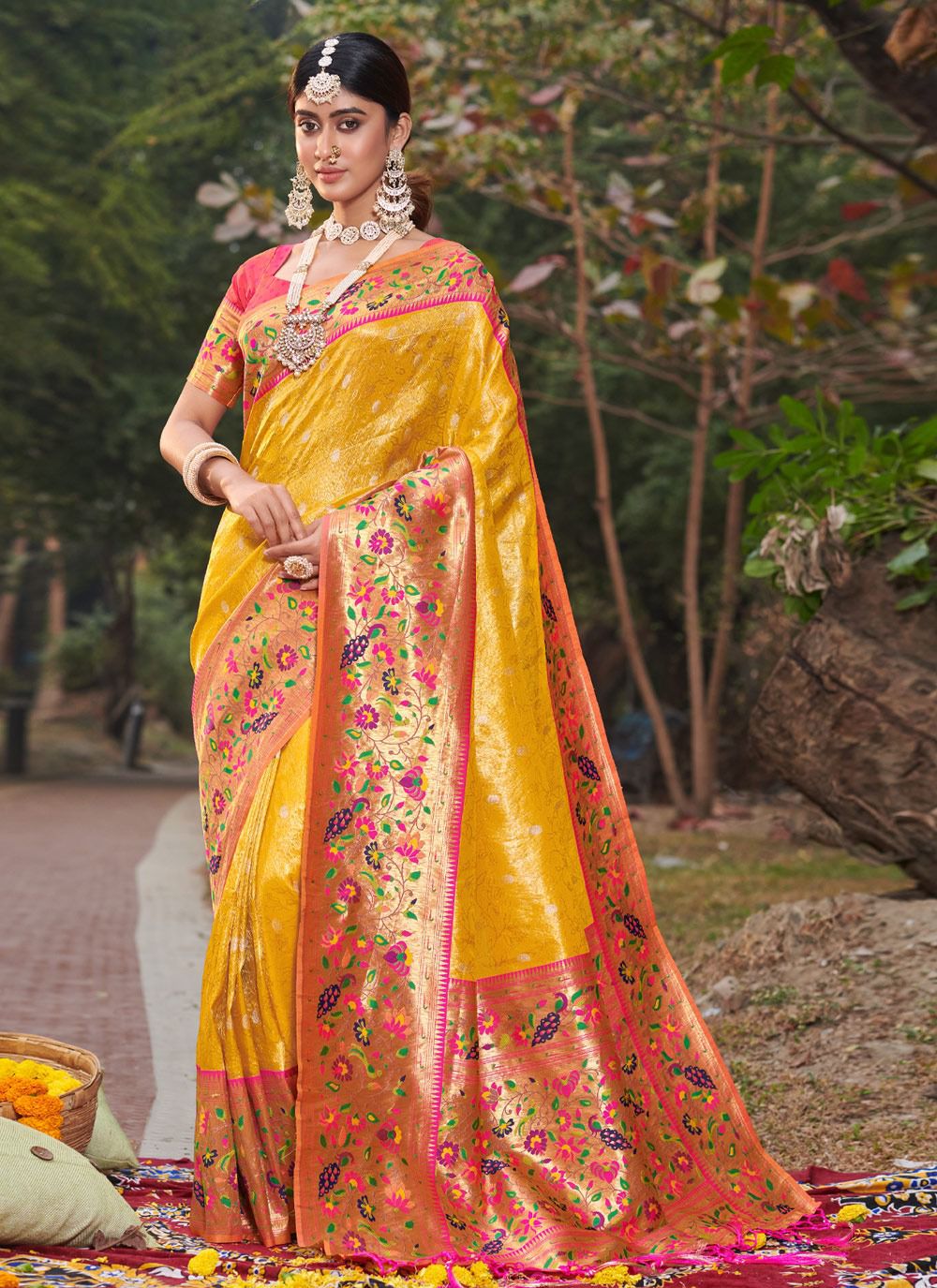 sangam print sonpari Paithani Silk elegant look saree catalog