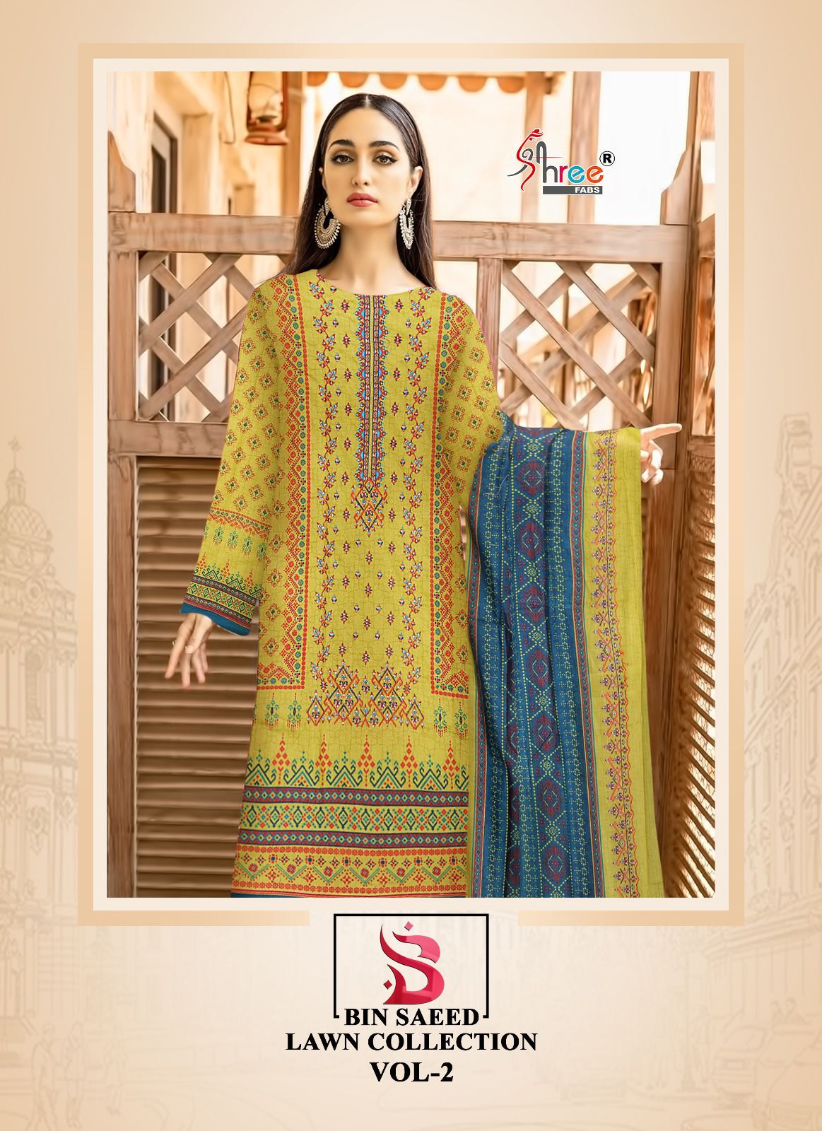 shree fabs bin saeed lawn collection vol 2 lawn decent embrodery look salwar suit catalog