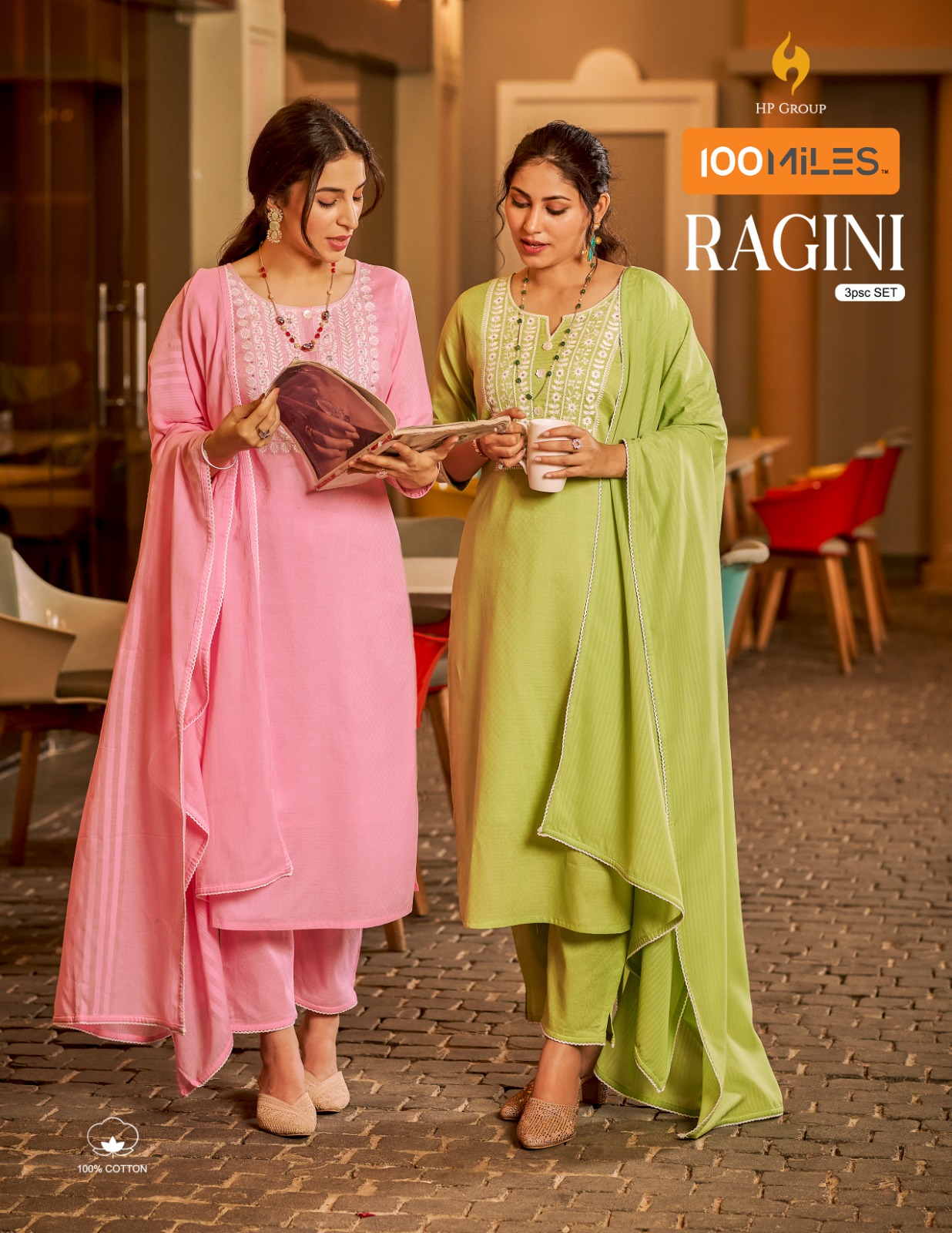 100 miles ragini cotton innovative look top pant with dupatta catalog