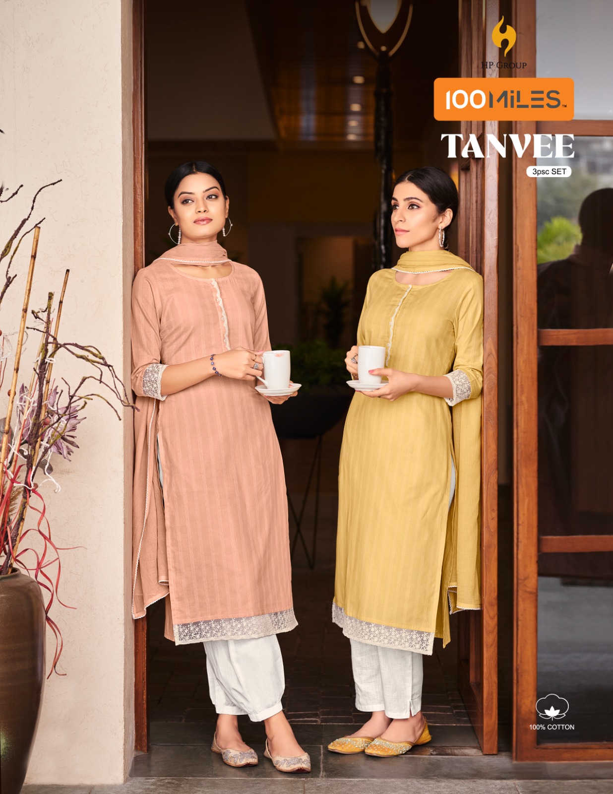 100 miles tanvee cotton elegant top pant with dupatta catalog