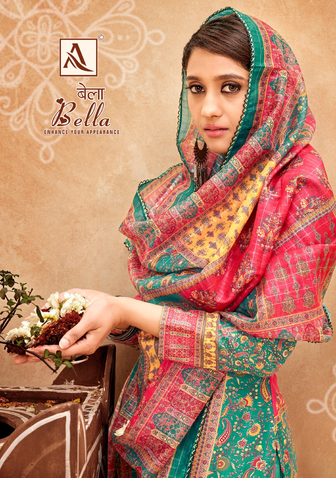 alok suit bella maslin gorgeous look salwar suit catalog