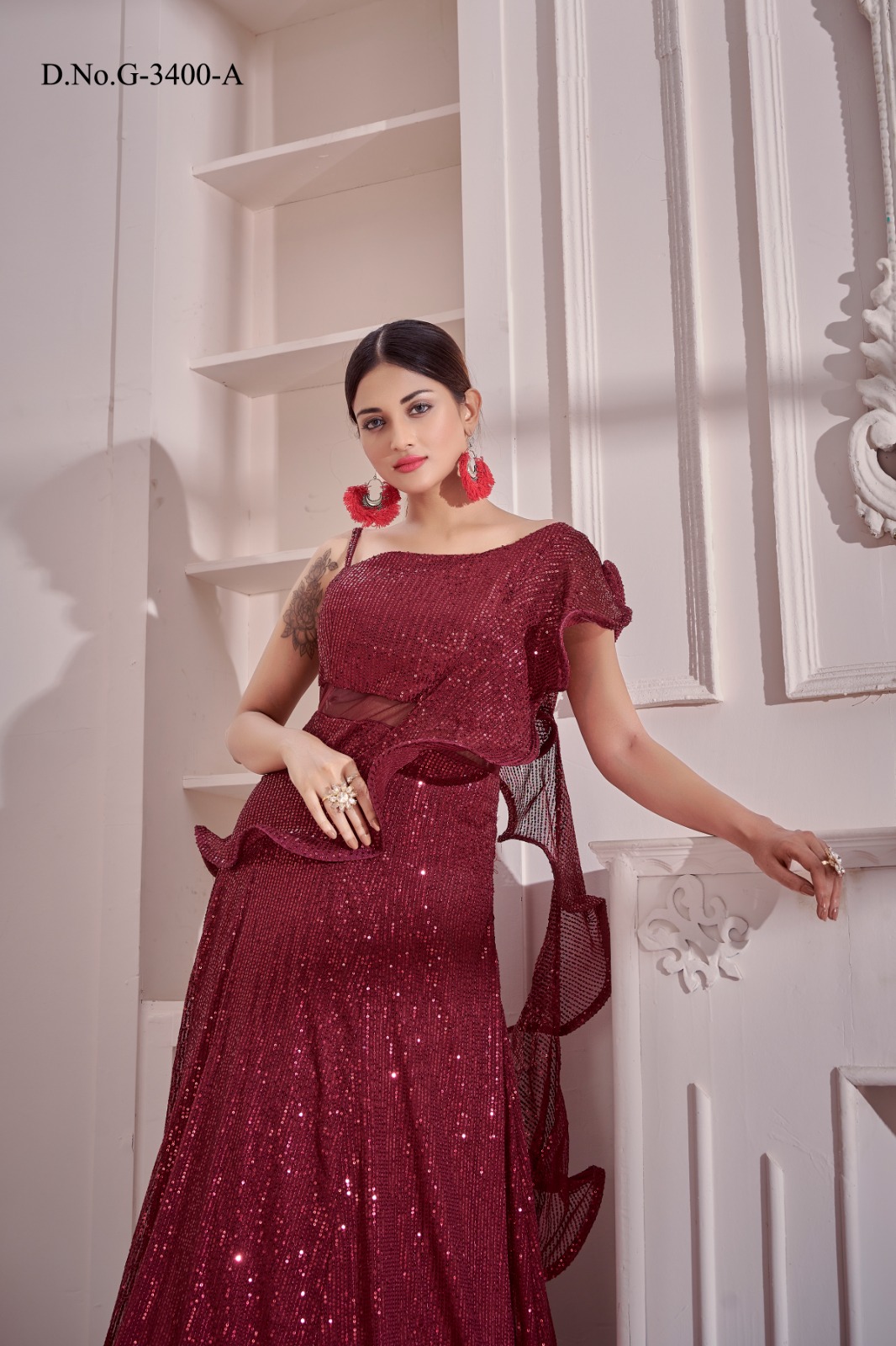 amoha trendz d no g 3400 imported Sequence exclusive look lehngha catalog