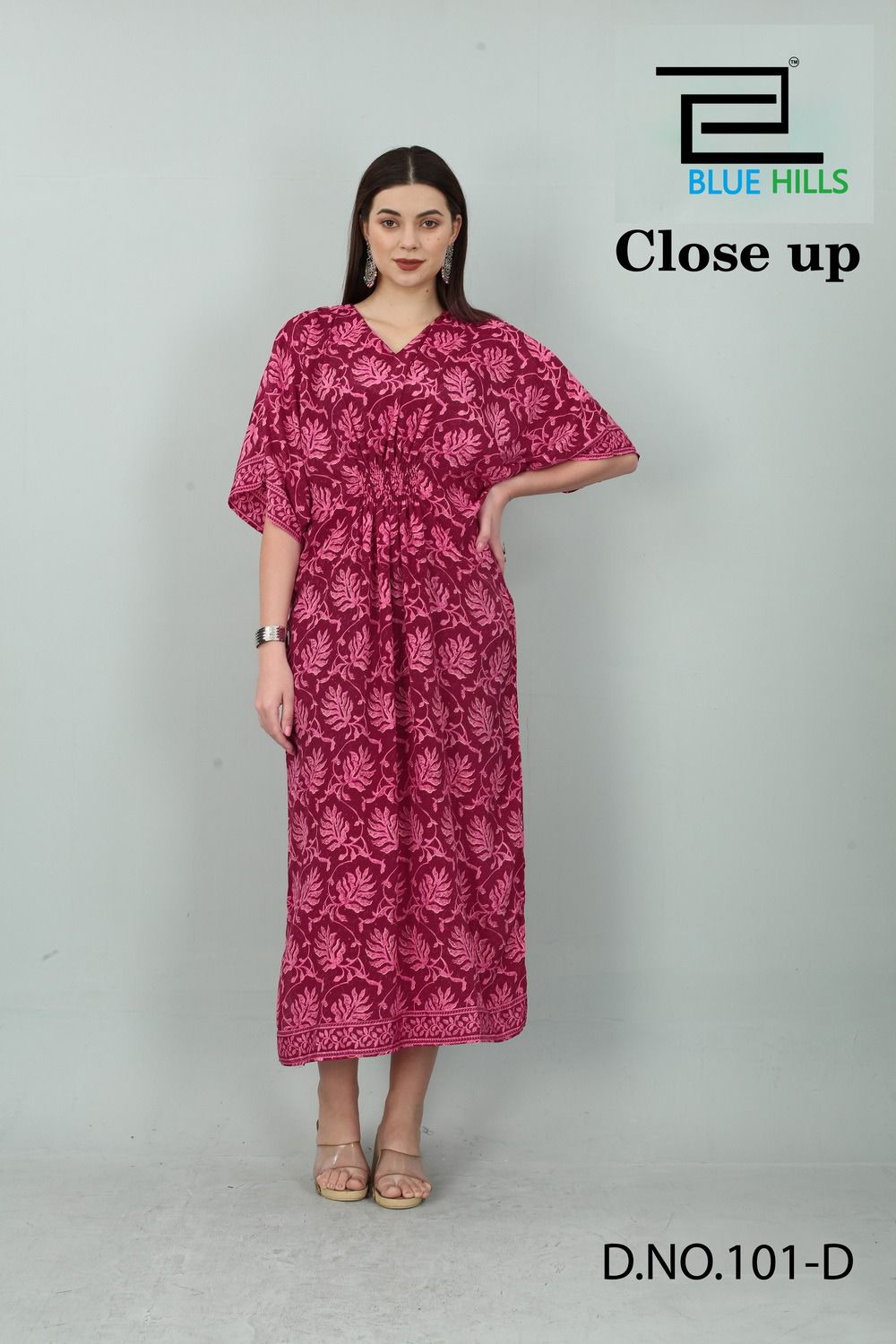 blue hills close up premium french print decent look kurti catalog