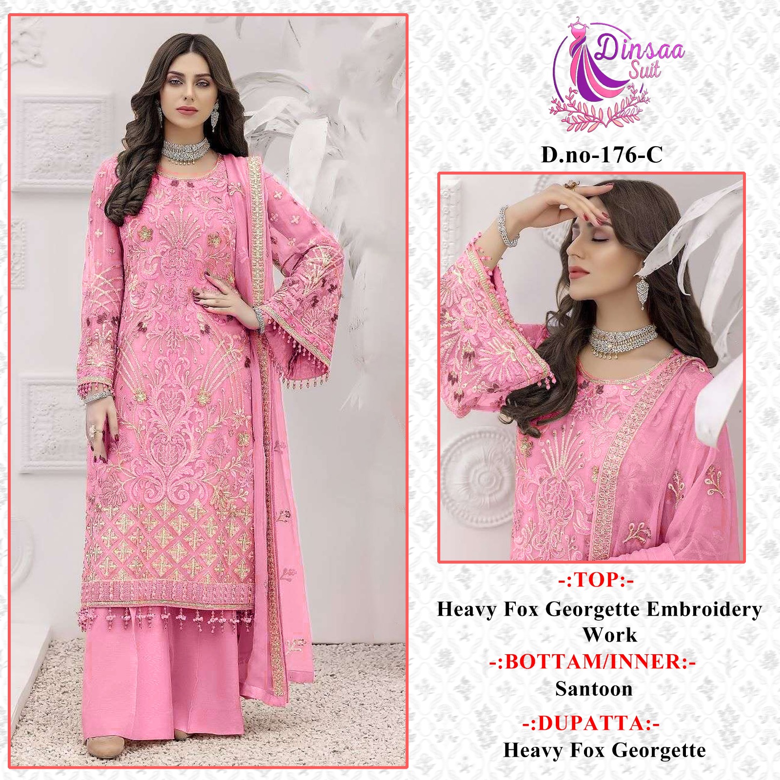 dinsaa suit DINSAA 176 C Salwar Kameez Georgette Singles