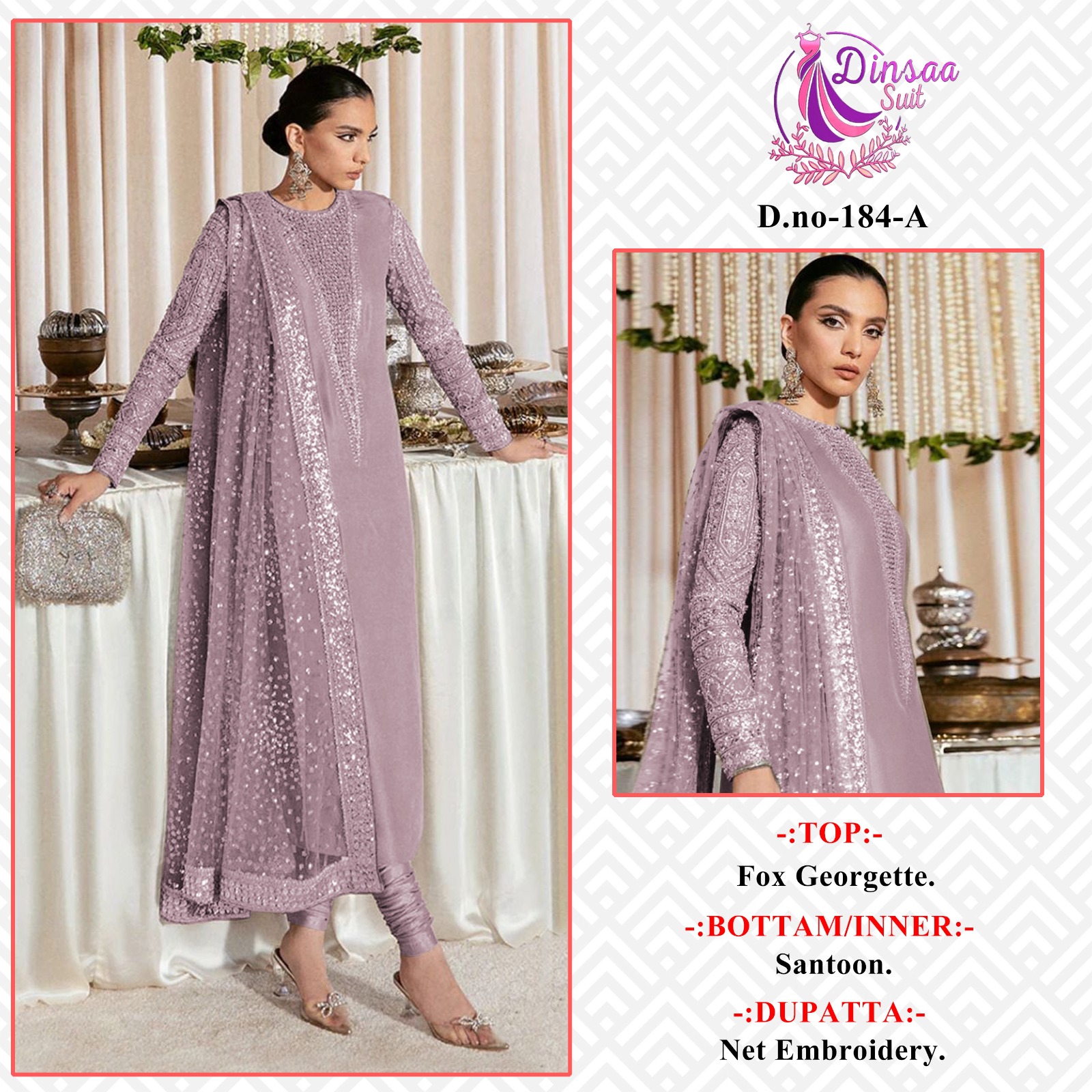 dinsaa suit Dinsaa 184 A Salwar Kameez Georgette Singles