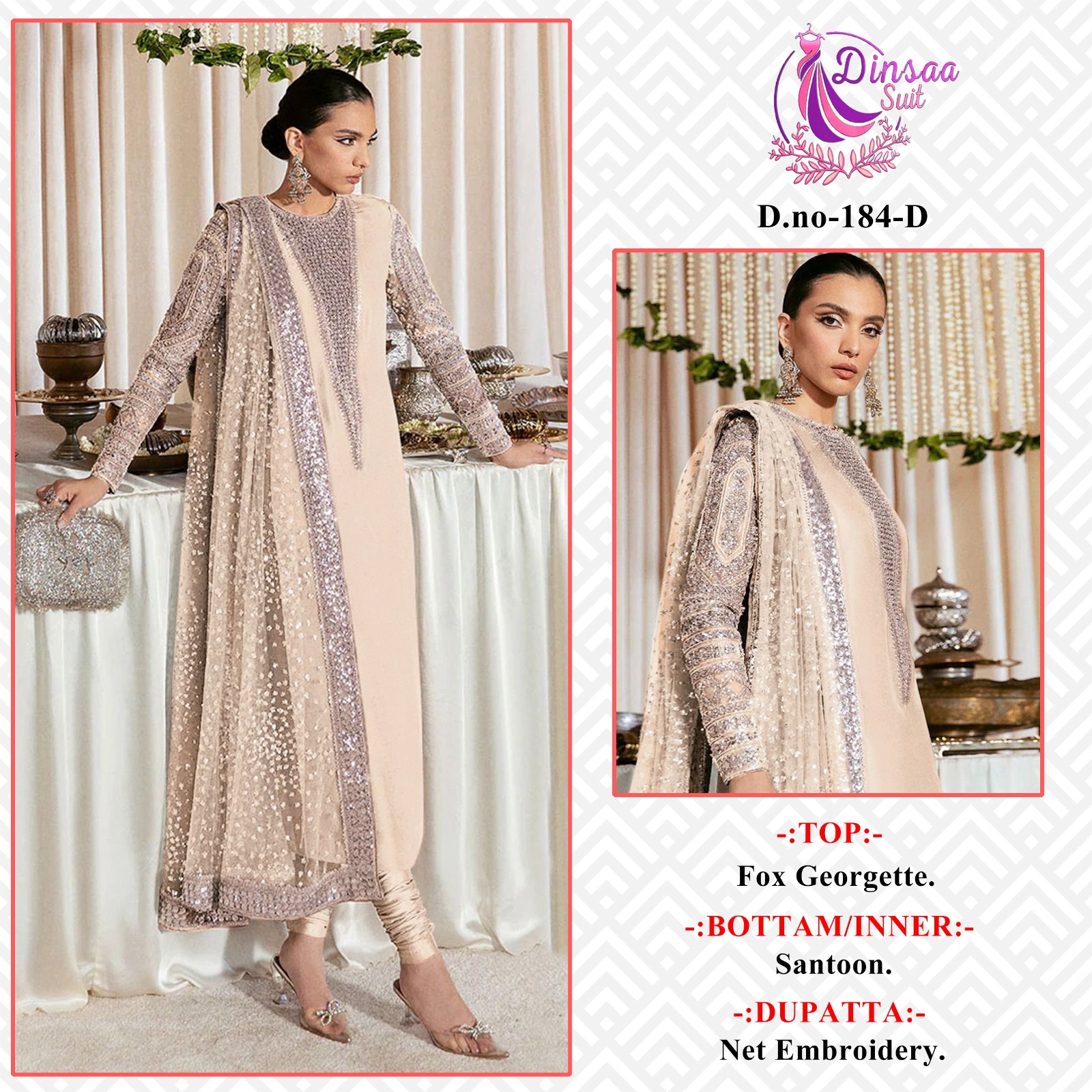 dinsaa suit Dinsaa 184 D Salwar Kameez Georgette Singles