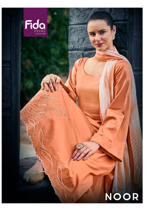 Fida noor lawn satin exclusive look salwar suit catalog