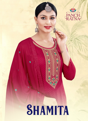 panch ratna shamita viscose decent look salwar suit catalog