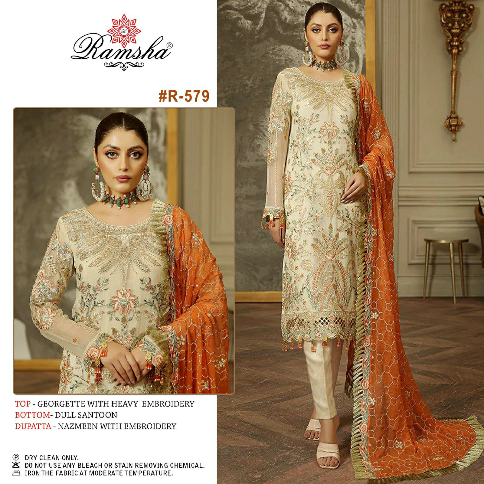 ramsha r-579 georgette attractive look salwar suit single