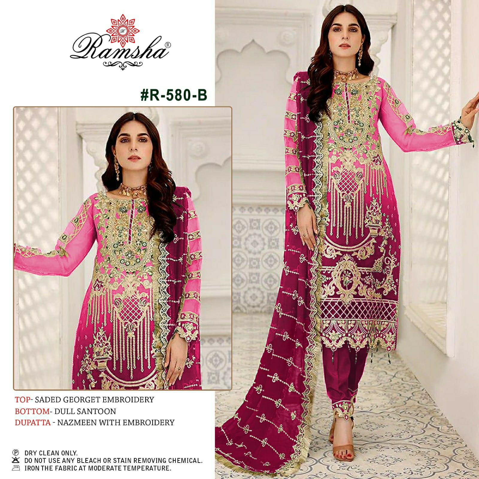 ramsha ramsha r 580nx georgette decent look salwar suit catalog