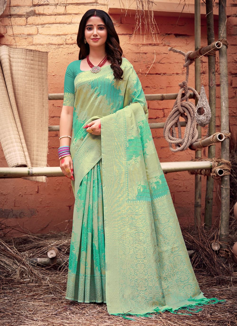 sangam print harshini cottonorganza decent look saree catalog