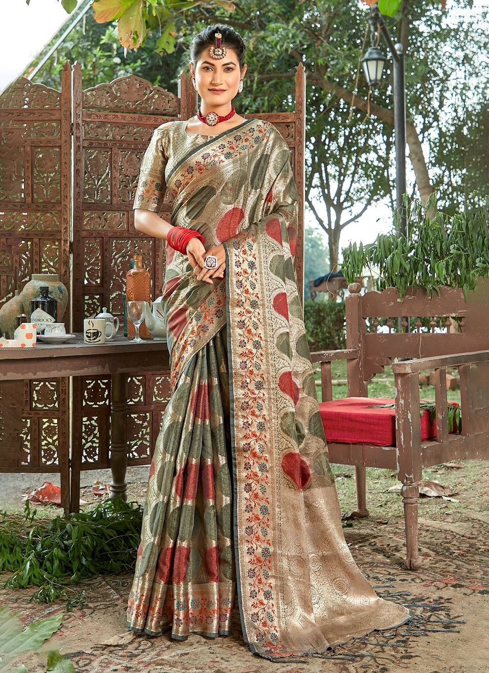 sangam print sheesha organza graceful look saree catalog