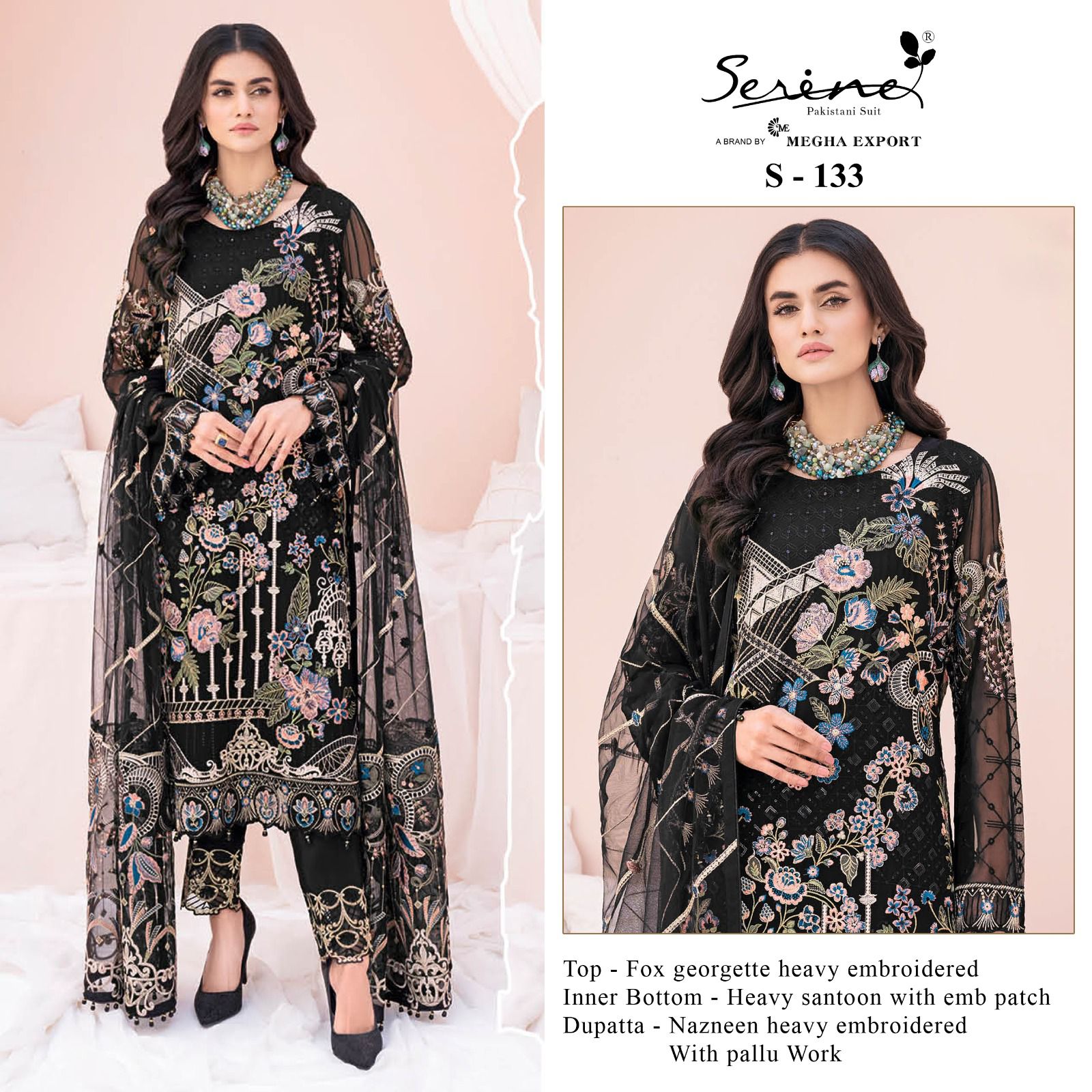 serine Megha Exports serine s 133 georgette Elegant look salwar suit Single